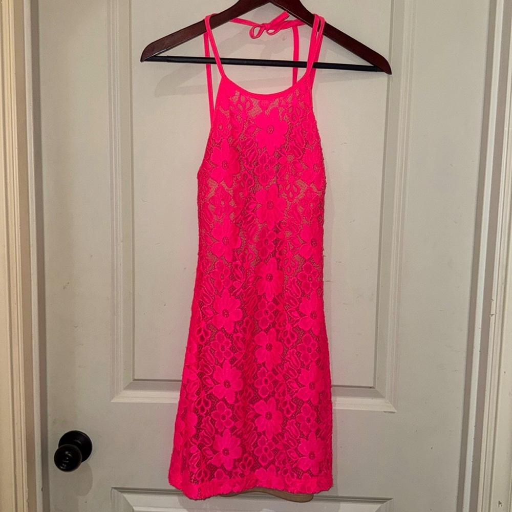 Teeze Me Hot Pink Floral Lace Dress SZ 3